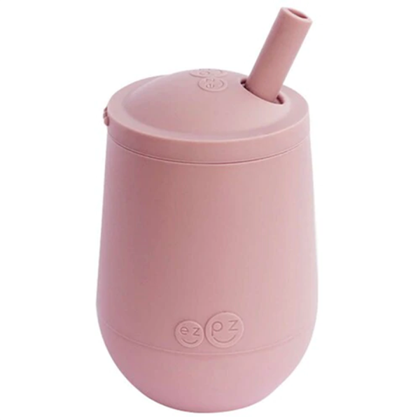 Ezpz Εκπαιδευτικό ποτήρι Mini Cup + καλαμάκι Blush Ροζ 12+ μηνών 118,3ml