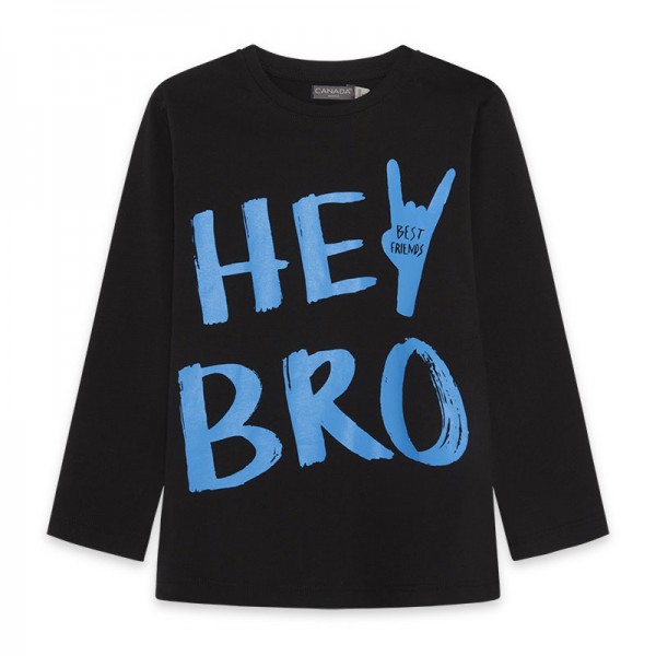 Μαύρη αγορίστικη μπλούζα με μπλε γράμματα 