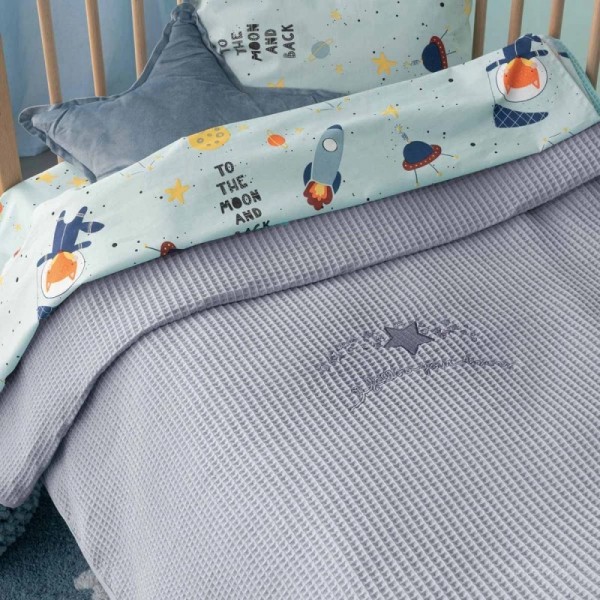Κουβέρτα Πικέ Bebe Blankets DREAMS Γκρι 100x150
