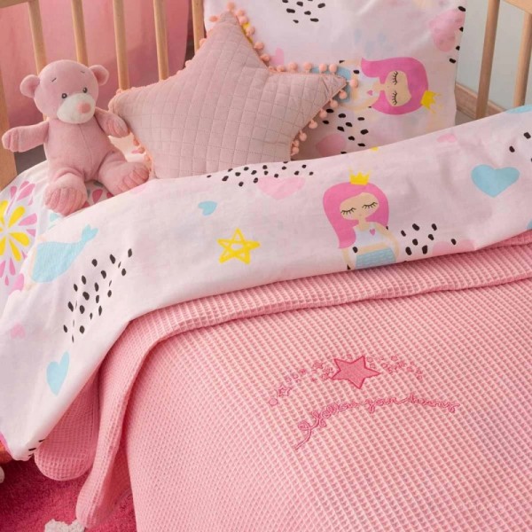 Κουβέρτα Πικέ Bebe Blankets DREAMS Ροζ 100x150